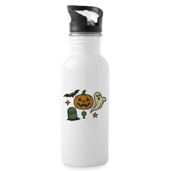 Spooky Pumpkin Party Design - Water bottle with straw - white - Right