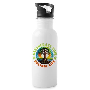 Lebendige Baum-Darstellung für Natur - Trinkflasche mit integriertem Trinkhalm - Weiß - Rechts
