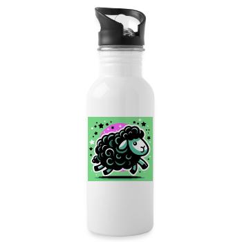 Schwarzes Schaf - Trinkflasche mit integriertem Trinkhalm - Weiß - Rechts