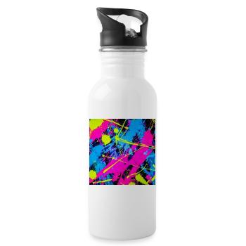 Abstract Neon Color Spot - Water bottle with straw - white - Right