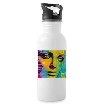 Colorful Pop Art Portrait - Water bottle with straw - white - Right