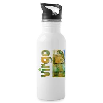 Sternzeichen Jungfrau - Trinkflasche mit integriertem Trinkhalm - Weiß - Rechts