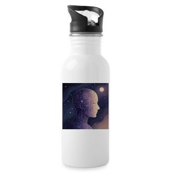 Digitales Bewusstsein – Futuristisches KI T-Shirt - Trinkflasche mit integriertem Trinkhalm - Weiß - Rechts
