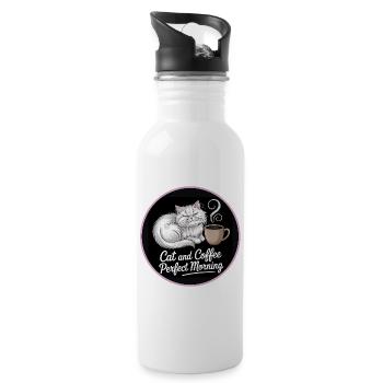 Motif café matinal pour chat - Gourde avec paille intégrée - blanc - Droite
