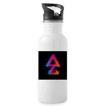 Neon Glitch Dreieck Aura - Trinkflasche mit integriertem Trinkhalm - Weiß - Rechts