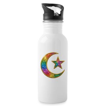 Galaxy Mond und Stern - Islamischer Halbmond - Trinkflasche mit integriertem Trinkhalm - Weiß - Rechts