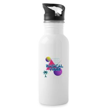 Neon Retro Radikal Vibes - Trinkflasche mit integriertem Trinkhalm - Weiß - Rechts