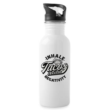 Humorous Taco Exhale T-Shirt - Water bottle with straw - white - Right