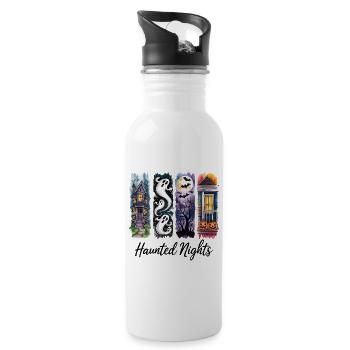 Spuknächte Gruselige Halloween-Häuser & Geister - Trinkflasche mit integriertem Trinkhalm - Weiß - Rechts