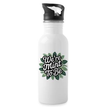 Whimsical Botanical Affirmation, We are Mint to Be - Water bottle with straw - white - Right