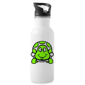 Turtle Tongue Sticking Out Naughty Funny Cool - Water bottle with straw - white - Right