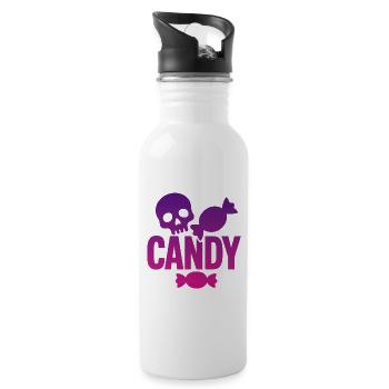 Skeleton and Whimsical Candy - Water bottle with straw - white - Right