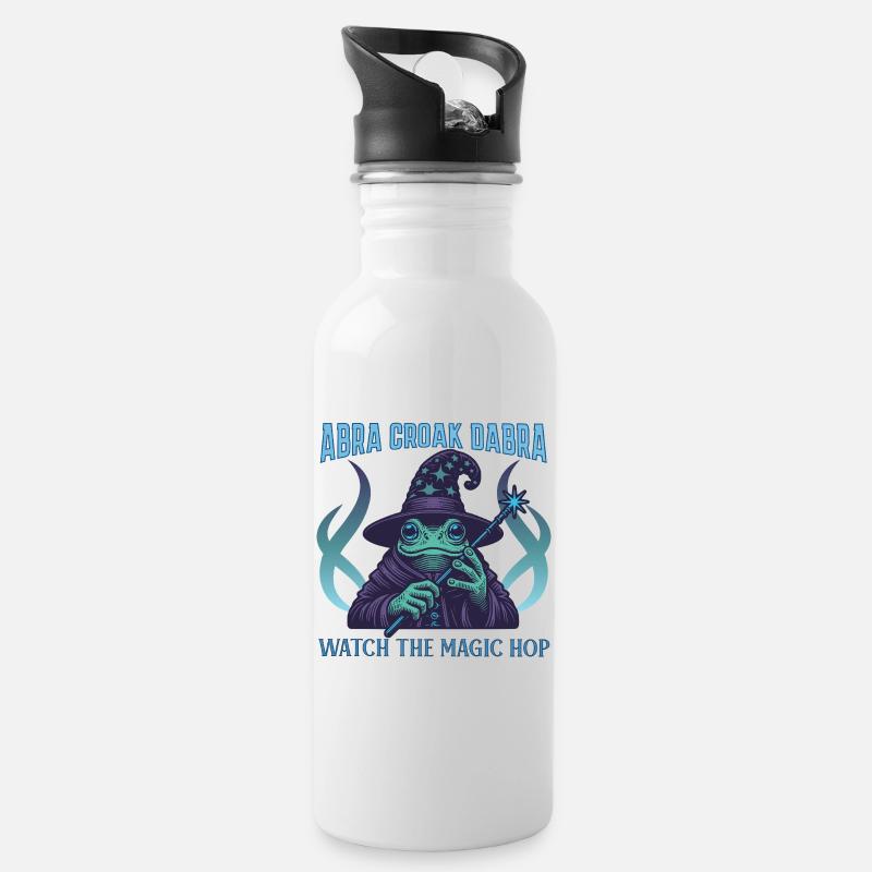 Mystischer Frosch Zauberer T-Shirt Design - Trinkflasche mit integriertem Trinkhalm - Weiß