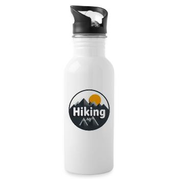 Abenteuerlicher Bergwander-Design - Trinkflasche mit integriertem Trinkhalm - Weiß - Rechts