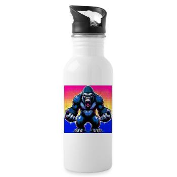 gorilla - Water bottle with straw - white - Right