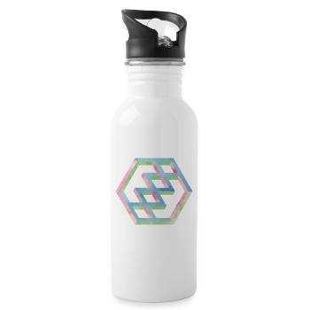 Abstract Colorful Hexagon Pattern - Water bottle with straw - white - Right