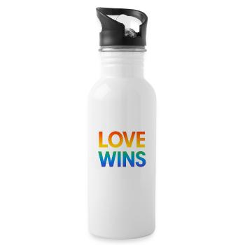 Pride Regenbogen Liebe Gleichheit Vielfalt Queer - Trinkflasche mit integriertem Trinkhalm - Weiß - Rechts