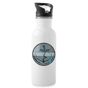 Abstrakte Anker Illustration - Trinkflasche mit integriertem Trinkhalm - Weiß - Rechts