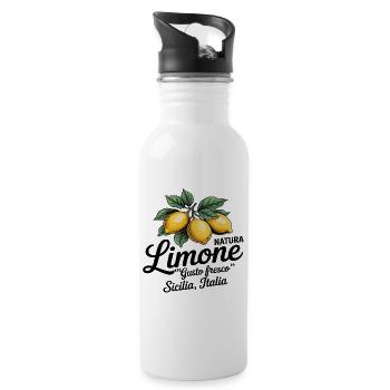 Zitrone - Limone sicilia italia - Trinkflasche mit integriertem Trinkhalm - Weiß - Rechts
