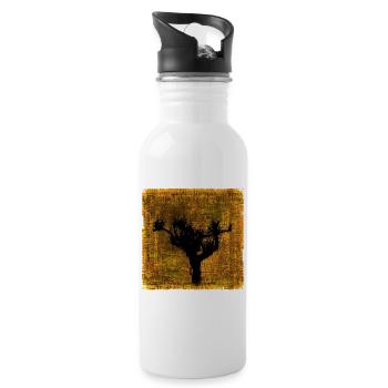 Vogelbaum Silhouette im Herbstfarben-Design - Trinkflasche mit integriertem Trinkhalm - Weiß - Rechts