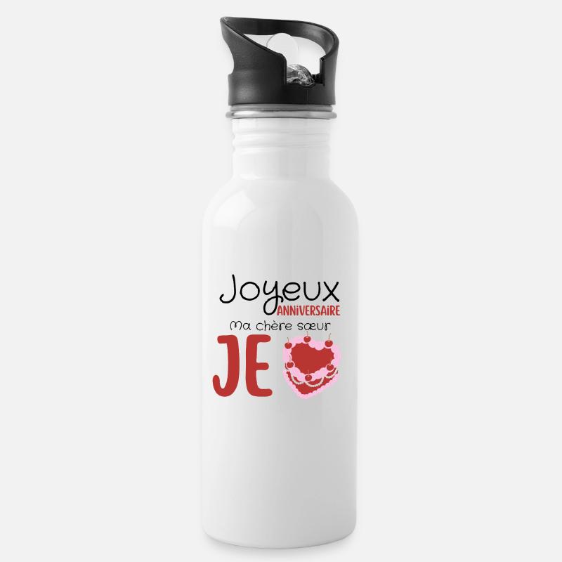 Joyeux anniversaire  - Gourde avec paille intégrée - blanc