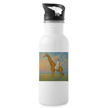Träumen mit der Giraffe  - Trinkflasche mit integriertem Trinkhalm - Weiß - Rechts