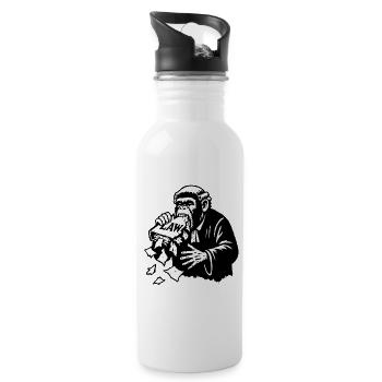 Motif humoristique de singe avec inscription légale - Gourde avec paille intégrée - blanc - Droite