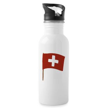 Conception du drapeau de la croix suisse pour l’habillement - Gourde avec paille intégrée - blanc - Droite