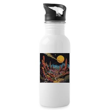 Futuristischer Alien-Planetenhimmel - Trinkflasche mit integriertem Trinkhalm - Weiß - Rechts