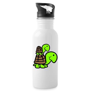 2 tortues Piggyback Maman Papa Enfant Chevauchant Mignon - Gourde avec paille intégrée - blanc - Droite