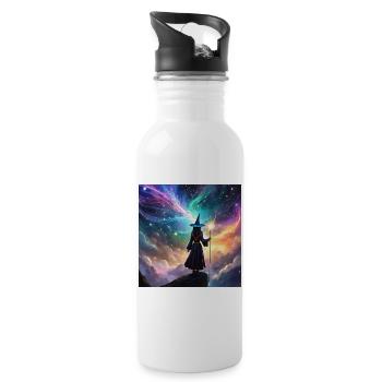 Magische Zauberin - Sei das Licht im Dunkeln  - Trinkflasche mit integriertem Trinkhalm - Weiß - Rechts