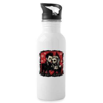 Zombie couple celebrating Christmas - Water bottle with straw - white - Right