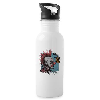 clownPunk and Butterfly - Water bottle with straw - white - Right