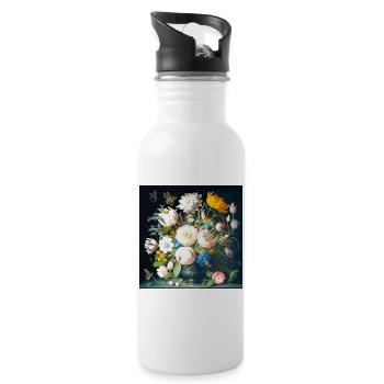 Bouquet de papillons baroque flamand - Gourde avec paille intégrée - blanc - Droite
