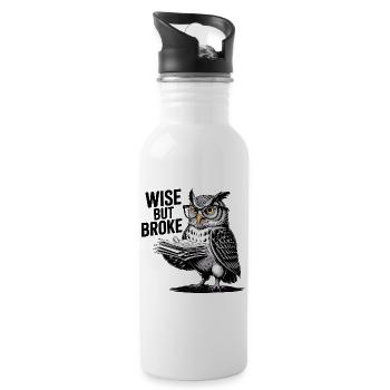 Wise but Broke Owl - Water bottle with straw - white - Right