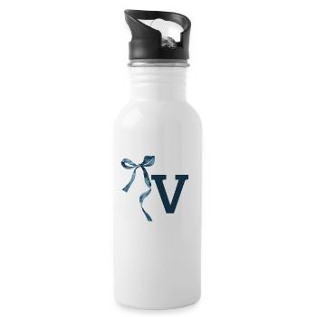 Geschenkidee Monogram V - Trinkflasche mit integriertem Trinkhalm - Weiß - Rechts