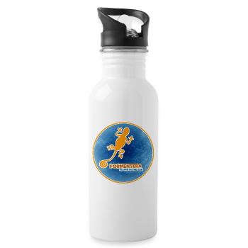 Formentera mit Gecko - Trinkflasche mit integriertem Trinkhalm - Weiß - Rechts
