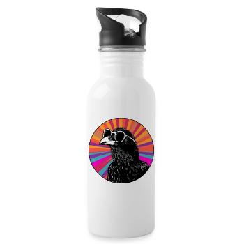 Oiseau avec lunettes de soleil et dégradé - Gourde avec paille intégrée - blanc - Droite