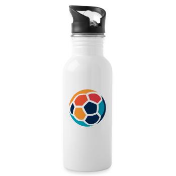 Futuristic geometric football print - Water bottle with straw - white - Right