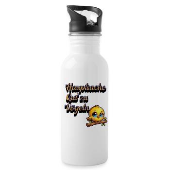 Cute bird motif with saying - Water bottle with straw - white - Right