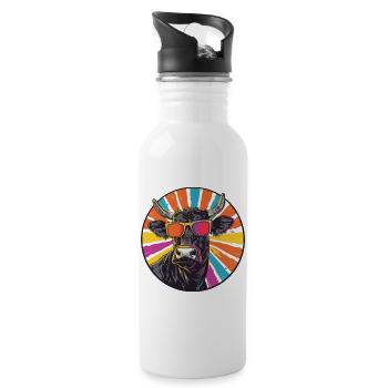 Bulls with sunglasses - Water bottle with straw - white - Right