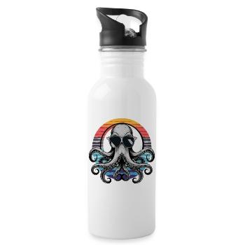 Octopus with sunglasses - Water bottle with straw - white - Right