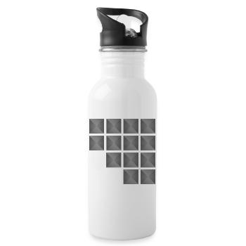 Minimalist Geometric Square Stud Pattern - Water bottle with straw - white - Right