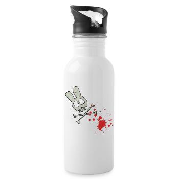 Schädelskelett mit Blutspritzern - Trinkflasche mit integriertem Trinkhalm - Weiß - Rechts