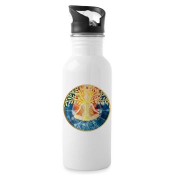 Living Tree Meditation Illustration - Water bottle with straw - white - Right