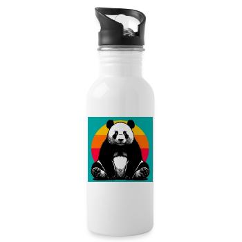 Panda - Trinkflasche mit integriertem Trinkhalm - Weiß - Rechts