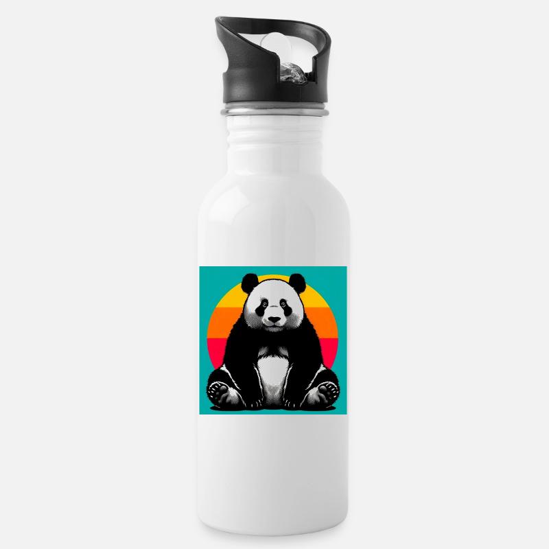 Panda - Trinkflasche mit integriertem Trinkhalm - Weiß