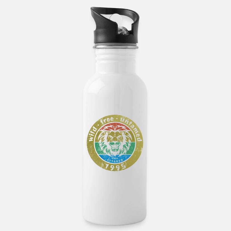 30. Geburtstag Wild, free & untamed since 10/1995 - Water bottle with straw - white