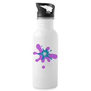 Abstrakter Farbspritzer Druck - Trinkflasche mit integriertem Trinkhalm - Weiß - Rechts