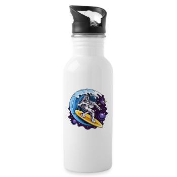 Space astronaut on surfboards - Water bottle with straw - white - Right